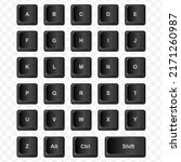 Keyboard Button, Vector illustration of Alphabet on dark color and transparent background (PNG).