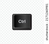 Keyboard Button, Vector illustration of Ctrl on dark color and transparent background (PNG).
