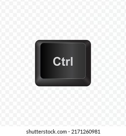 Keyboard Button, Vector illustration of Ctrl on dark color and transparent background (PNG).