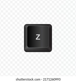 Keyboard Button, Vector illustration of letter Z on dark color and transparent background (PNG).