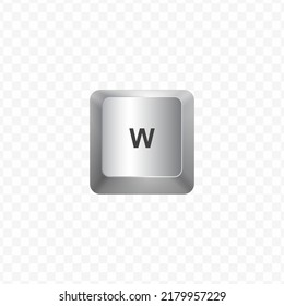 Keyboard Button, Vector illustration of letter W on white color and transparent background (PNG).