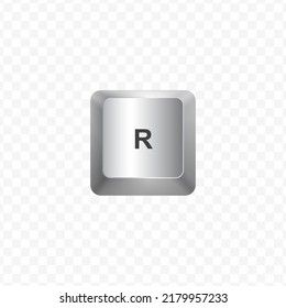 Keyboard Button, Vector illustration of letter R on white color and transparent background (PNG).