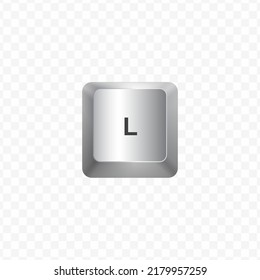 Keyboard Button, Vector illustration of letter L on white color and transparent background (PNG).