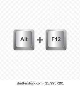 Keyboard Button, Vector illustration of shortcut Alt F12 on white color and transparent background (PNG).