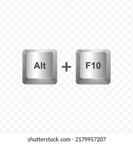 Keyboard Button, Vector illustration of shortcut Alt F10 on white color and transparent background (PNG).