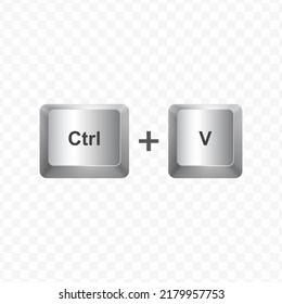 Keyboard Button, Vector illustration of shortcut Ctrl V on white color and transparent background (PNG).