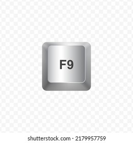 Keyboard Button, Vector illustration of shortcut F9 on white color and transparent background (PNG).