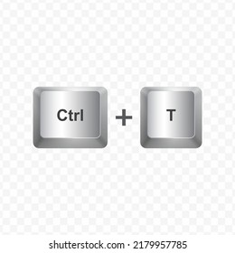 Keyboard Button, Vector illustration of shortcut Ctrl T on white color and transparent background (PNG).