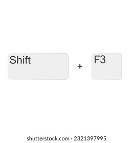 Keyboard Button, Vector illustration of shortcut Shift F3 on white color 