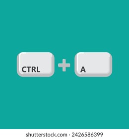 Keyboard Button, Vector illustration of shortcut Ctrl A on white color and transparent background