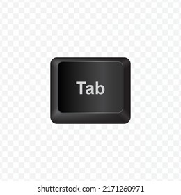 Keyboard Button, Vector illustration of Tab on dark color and transparent background (PNG).