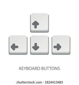 Keyboard Buttons Up Left Down Right - Vector Illustrations Isolated On White Background
