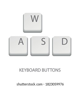 Keyboard Buttons W A S D - Vector Illustrations Isolated On White Background