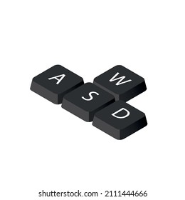 Botones de teclado WASD. Isometry ilustración for gamers