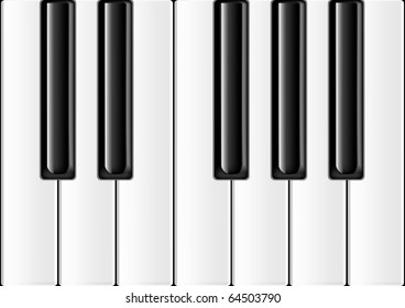 The keyboard of the classical piano in an octave range