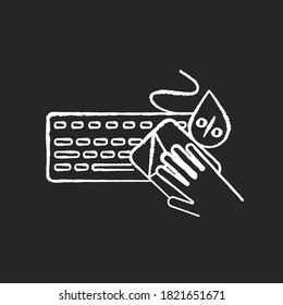 Keyboard Cleaning Chalk White Icon On Black Background. Wet Cleaning, Workplace Disinfection. Surface Cleaning. Computer Keyboard And Antibacterial Wipes Isolated Vector Chalkboard Illustration