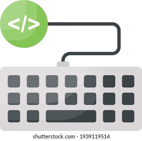 Keyboard and Code Concept Vector Color Icon Design, Software and web development symbol on white background, Computer Programming and Coding stock illustration