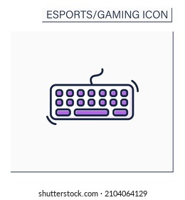 Keyboard color icon. Technical equipment for playing video games. Cybersport concept. Isolated vector illustration