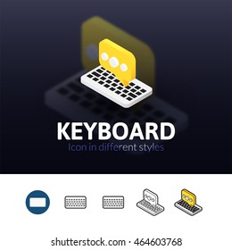 Keyboard color icon, vector symbol in flat, outline and isometric style isolated on blur background