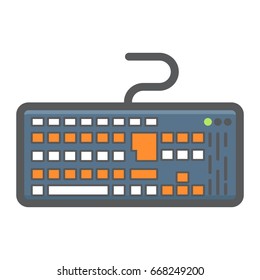Keyboard colorful line icon, button and device, vector graphics, a filled pattern on a white background, eps 10.