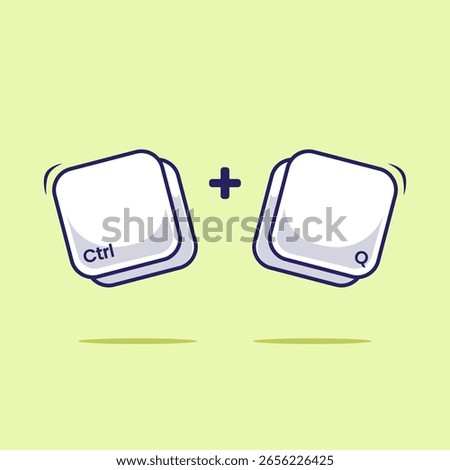 Keyboard combination shortcut Ctrl Q icon, button, or symbol for fast typing technology innovation. Work efficient with smart typing