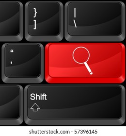 Keyboard computer button magnifier. Vector illustration.
