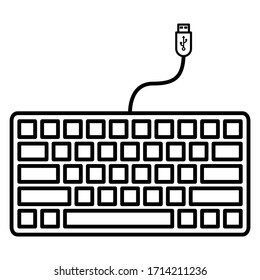 Keyboard computer icon in trendy outline style design. Vector illustration isolated on white background.