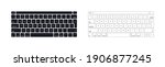 Keyboard of computer, laptop. Modern key buttons for pc. Black, white keyboard isolated on white background. Icons of control, enter, qwerty, alphabet, numbers, shift, escape. Realistic mockup. Vector