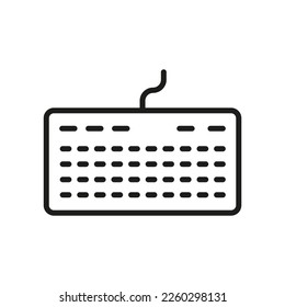 Keyboard for Computer Line Icon. PC Peripheral Equipment Linear Pictogram. Desktop Keypad, Typing Text Input Device Tool Outline Symbol. Editable Stroke. Isolated Vector Illustration.