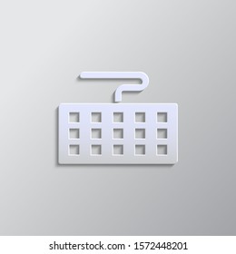 keyboard, computer paper style,  icon. Grey color vector background