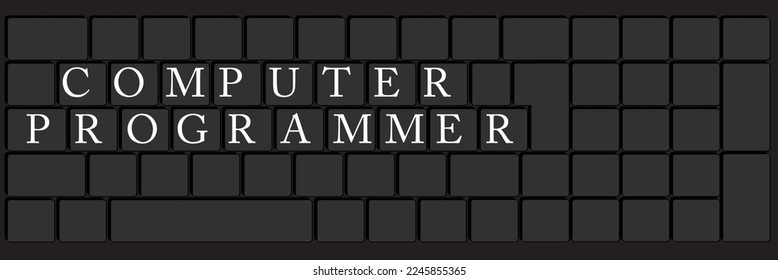 Keyboard with Computer Programmer text. Close-up of an electronic Device part, keypad.