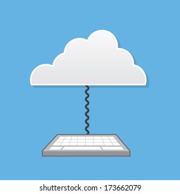 Keyboard connected to cloud in the sky 