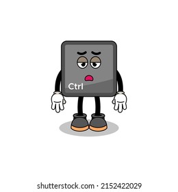 caricatura del botón de control de teclado con gesto de fatiga , diseño de caracteres
