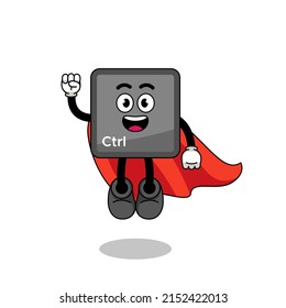 Keyboard Control Button Cartoon With Flying Superhero , Character Design