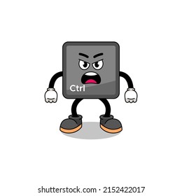 keyboard control button cartoon illustration with angry expression , character design