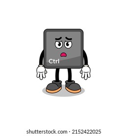 ilustración de caricatura del botón de control de teclado con cara triste , diseño de caracteres