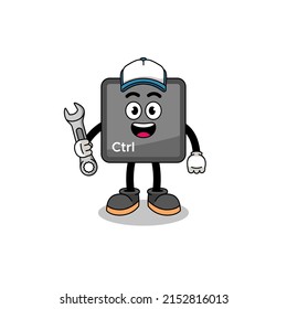 ilustración de botón de control de teclado dibujos animados como mecánico , diseño de caracteres