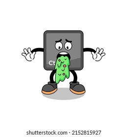 botón de control de teclado caricatura mascota vómitos , diseño de caracteres