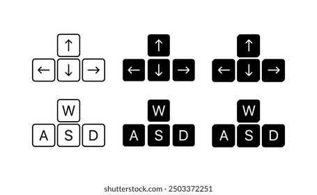 Keyboard Control set icons. Linear and silhouette style. Vector illustration.