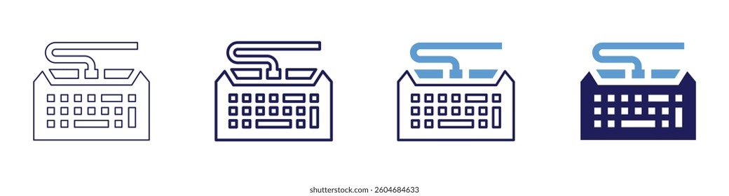 Keyboard customization icon in 4 different styles. Thin Line, Line, Bold Line, Duotone. Duotone style. Editable stroke.