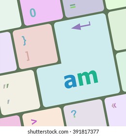 Keyboard (detail) with Americium element button vector illustration