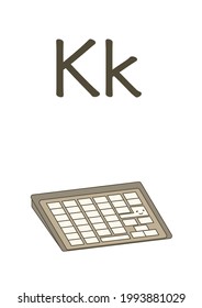 Keyboard English phonics spelling of k vector illustration 