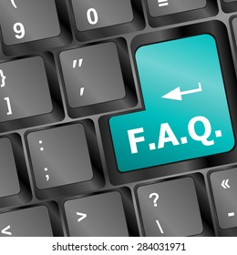 keyboard with faq button - business concept vector