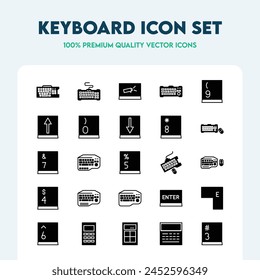 Keyboard fill icon set. Collection of vector icons such as keypads, keys, and more. Premium quality icon collection.