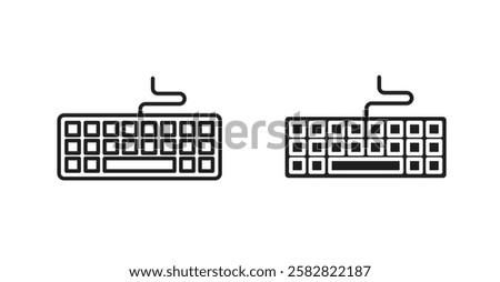 Keyboard filled and outlined icons vectors on white background