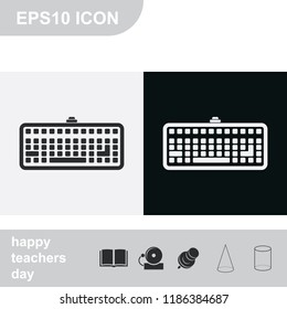 Keyboard flat black and white vector icon.
