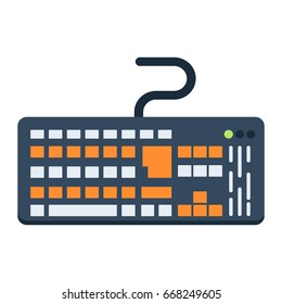 Keyboard flat icon, button and device, vector graphics, a colorful solid pattern on a white background, eps 10.