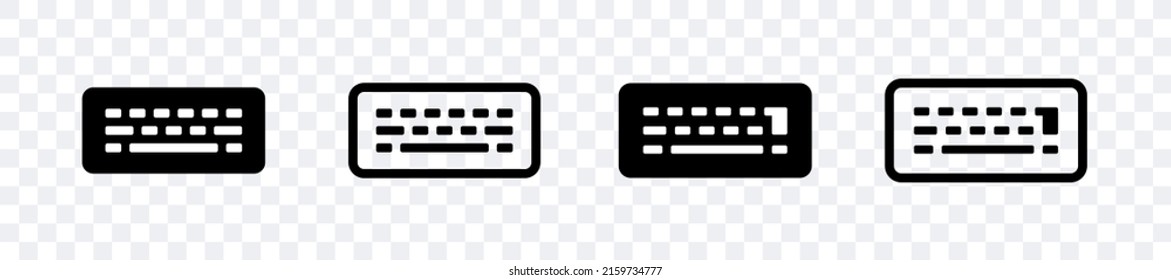 Keyboard flat icons. Set of vector icons isolated on transparent background. Vector clipart.