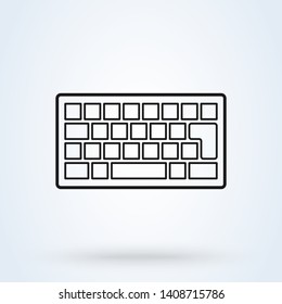 keyboard flat style. Line art Vector illustration icon isolated on white background.
