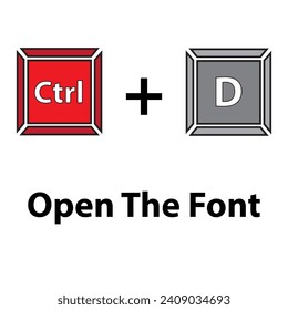 keyboard flat vector illustration. Ctrl+D. hotkeys vector